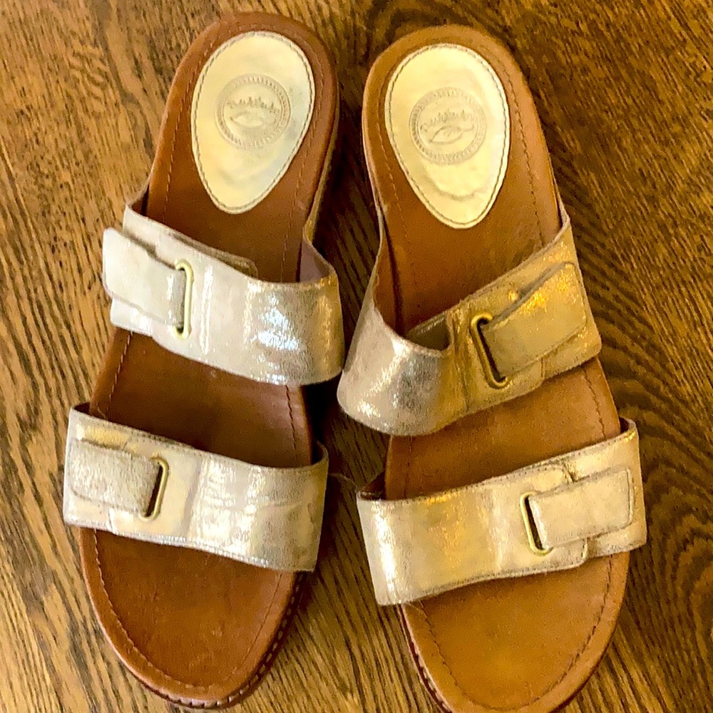 Nurture by Lamaze Metallic Gold Double Strap Slide Sandals